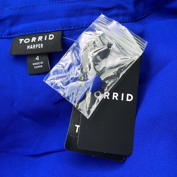 Torrid Harper Georgette Pullover 3/4 Sleeve Blouse Electric Blue 4X NWT - Picture 7 of 10